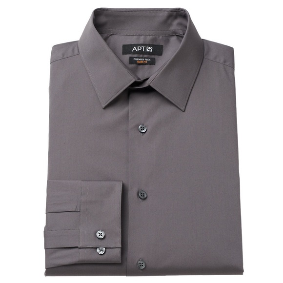 apt 9 mens dress shirts Men's Apt. 9 Premier Flex Slim-Fit Wrinkle Resistant Shirt Color: Burgundy Block Geo Size: L-34/35 Men's APT . 9 Premier